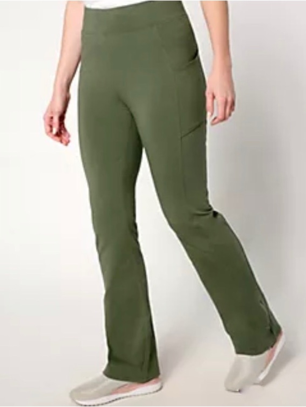 New QVC Denim & Co. Active Duo Stretch Lightly Boot Pant w/ Pockets Small Petite